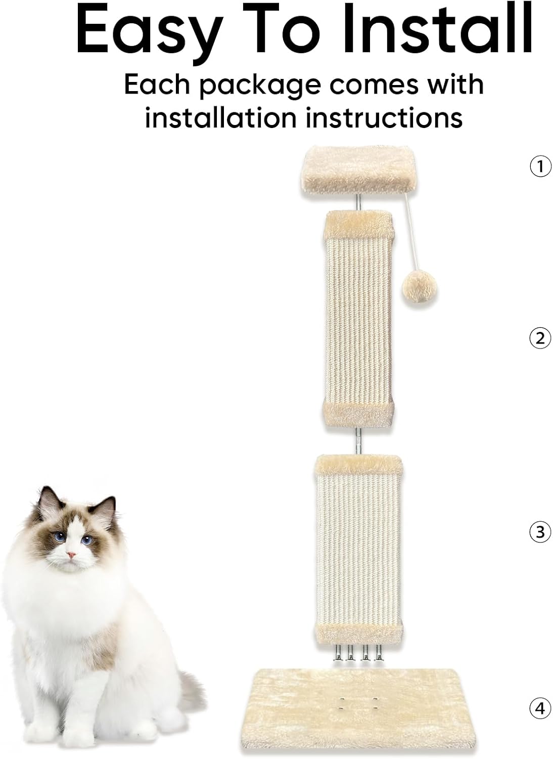 Rascador para gatos de interior, rascador de sisal para gatos de 32