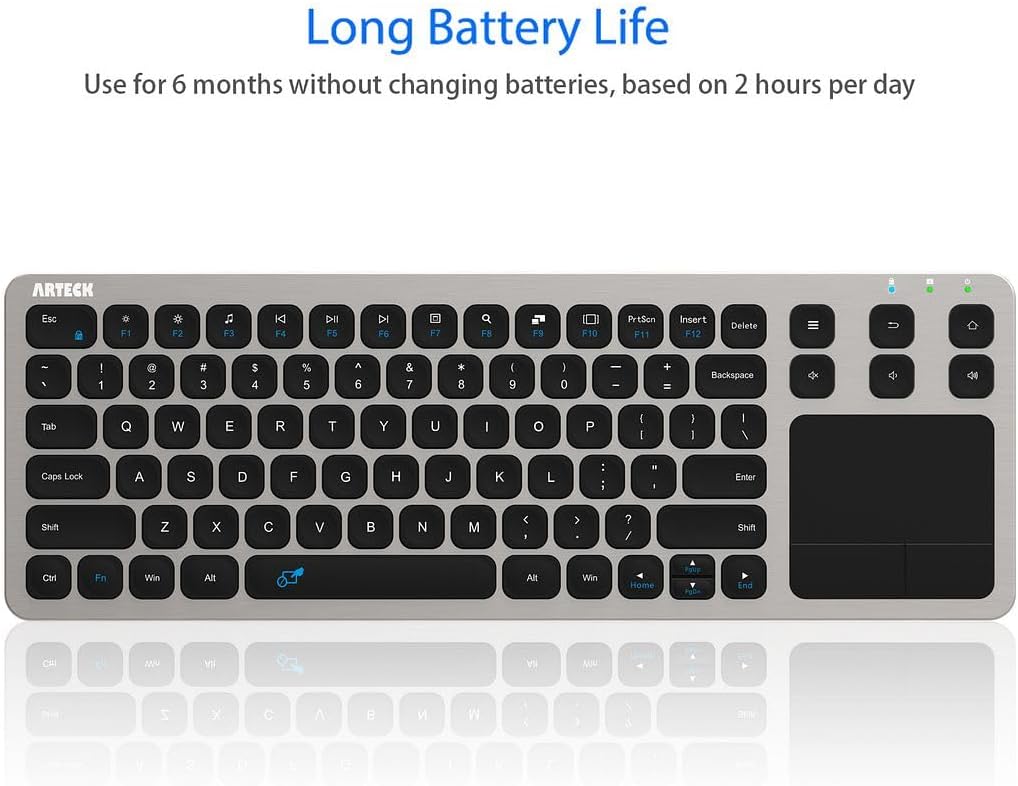 Arteck Teclado inalámbrico táctil para TV 2.4G con control de medio...