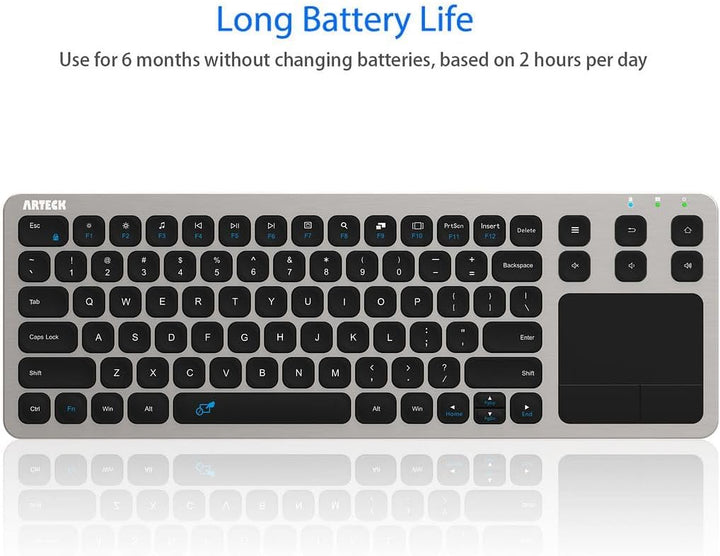Arteck Teclado inalámbrico táctil para TV 2.4G con control de medio...