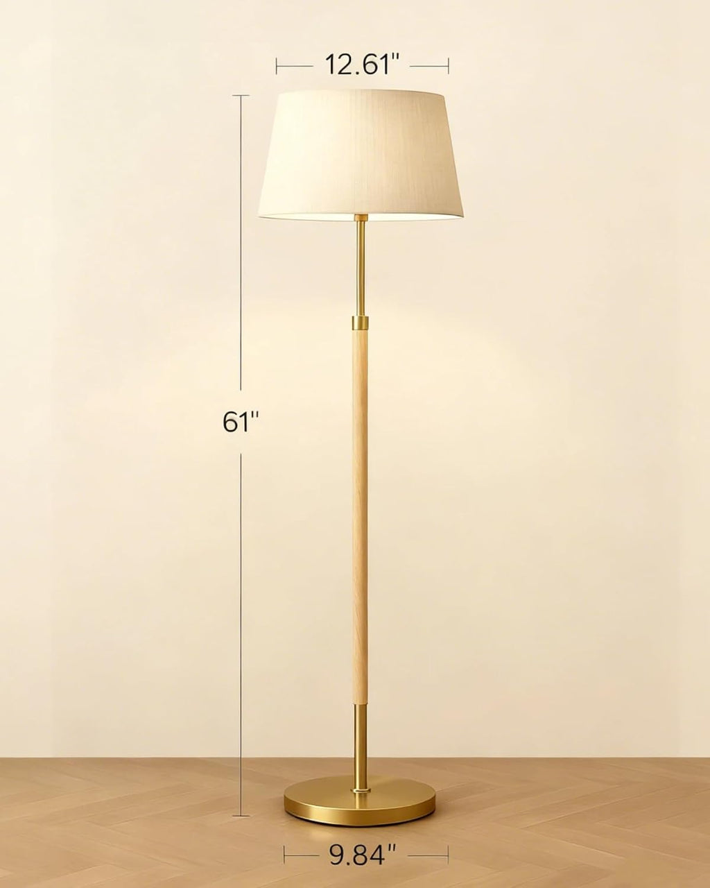 Lámpara Lámpara de pie de madera moderna de mediados de siglo con control