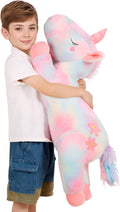 Tianmihou - Cojín de peluche de unicornio arcoíris de 32 pulgadas