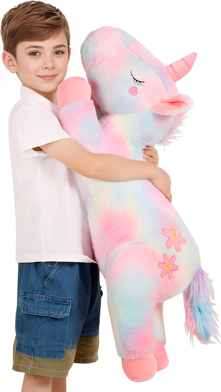 Tianmihou - Cojín de peluche de unicornio arcoíris de 32 pulgadas,...