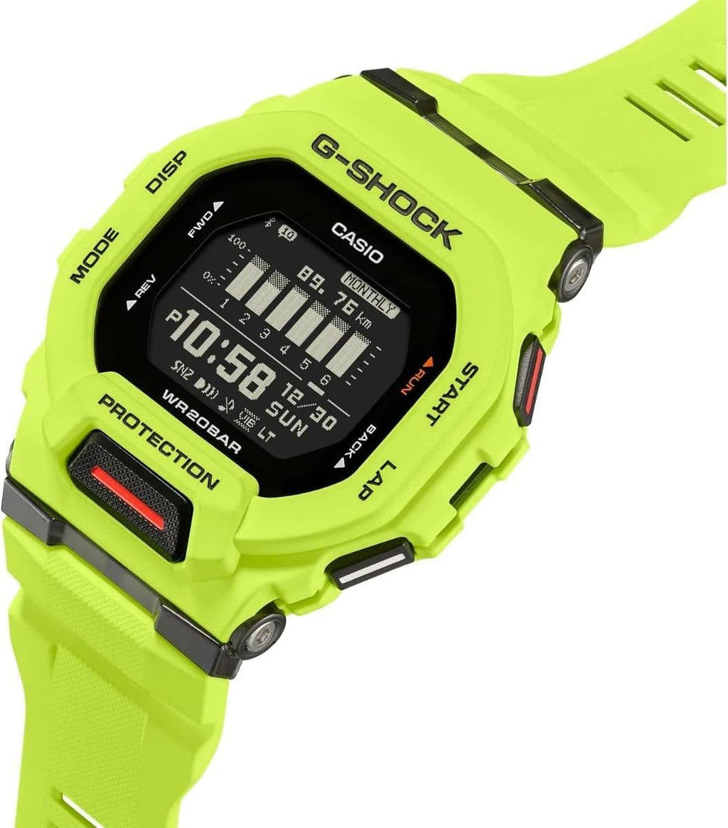 Casio G-Shock G-Squad Move Reloj digital conectado, correa de resina color verde lima GBD200-9