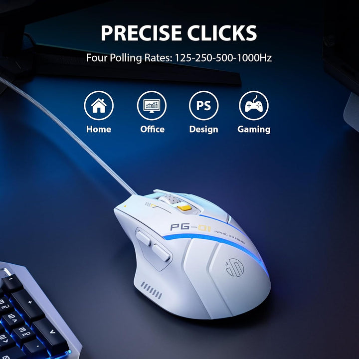 INPHIC PG1 - Mouse ergonómico para juegos de computadora, 12800 DPI...