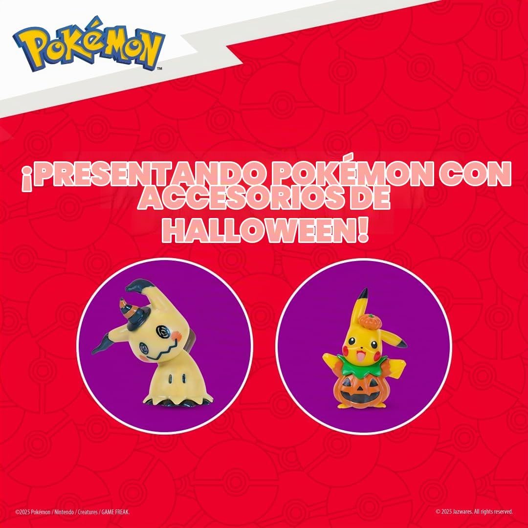Calendario de Halloween Pokemon 2025 – Calendario con 11 figuras de batalla con acabado especial y cinco accesorios de tablero de fichas