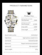 Reloj OLEVS Skeleton para Hombre Automático de Negocios Lujo con Diamante, Reloj Automático de Carga, Reloj de Pulsera con Calendario de Acero Inoxidable