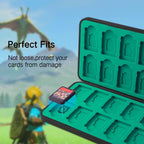 PERFECTSIGHT Funda para tarjetas de juego de 48 interruptores para Nintendo Switch OLED/ Lite, funda de cartucho para 2 juegos para tarjetas de juego y tarjetas SD, caja de almacenamiento compacta portátil Kawaii, Black Kingdom