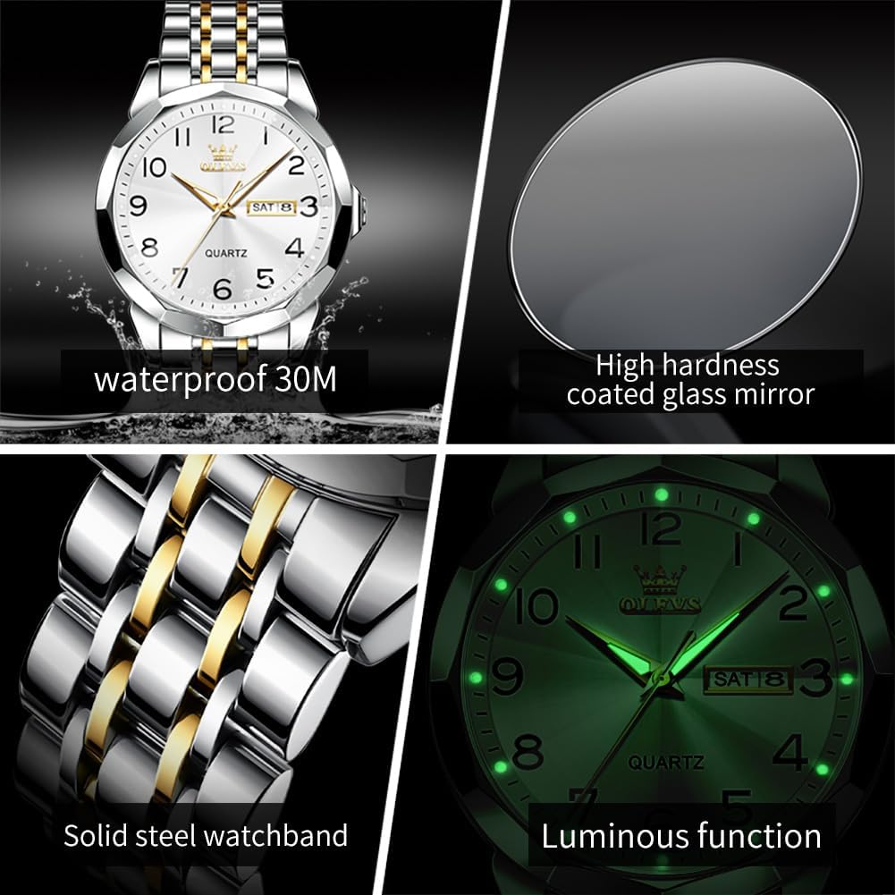 OLEVS Relojes de Pareja de San Valentín - Lujo, Moda para Hombre y Mujer, Juego de Relojes