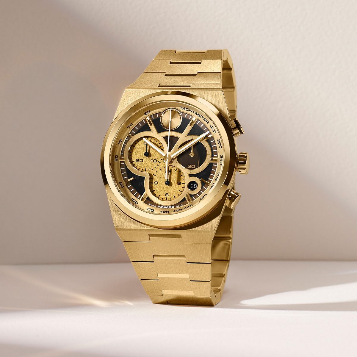 Movado Bold Quest Reloj esqueleto para hombre, cronógrafo de cuarzo suizo, pulsera de eslabones – Reloj clásico y moderno de lujo para él, 1.575 in