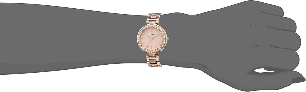 Karli Reloj de acero inoxidable con tres manecillas en tono oro rosa
