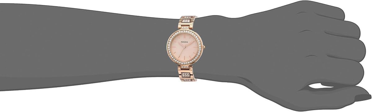 Karli Reloj de acero inoxidable con tres manecillas en tono oro rosa