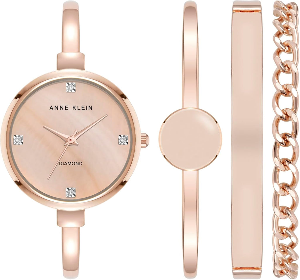 Anne Klein Reloj de pulsera para mujer y juego de pulseras