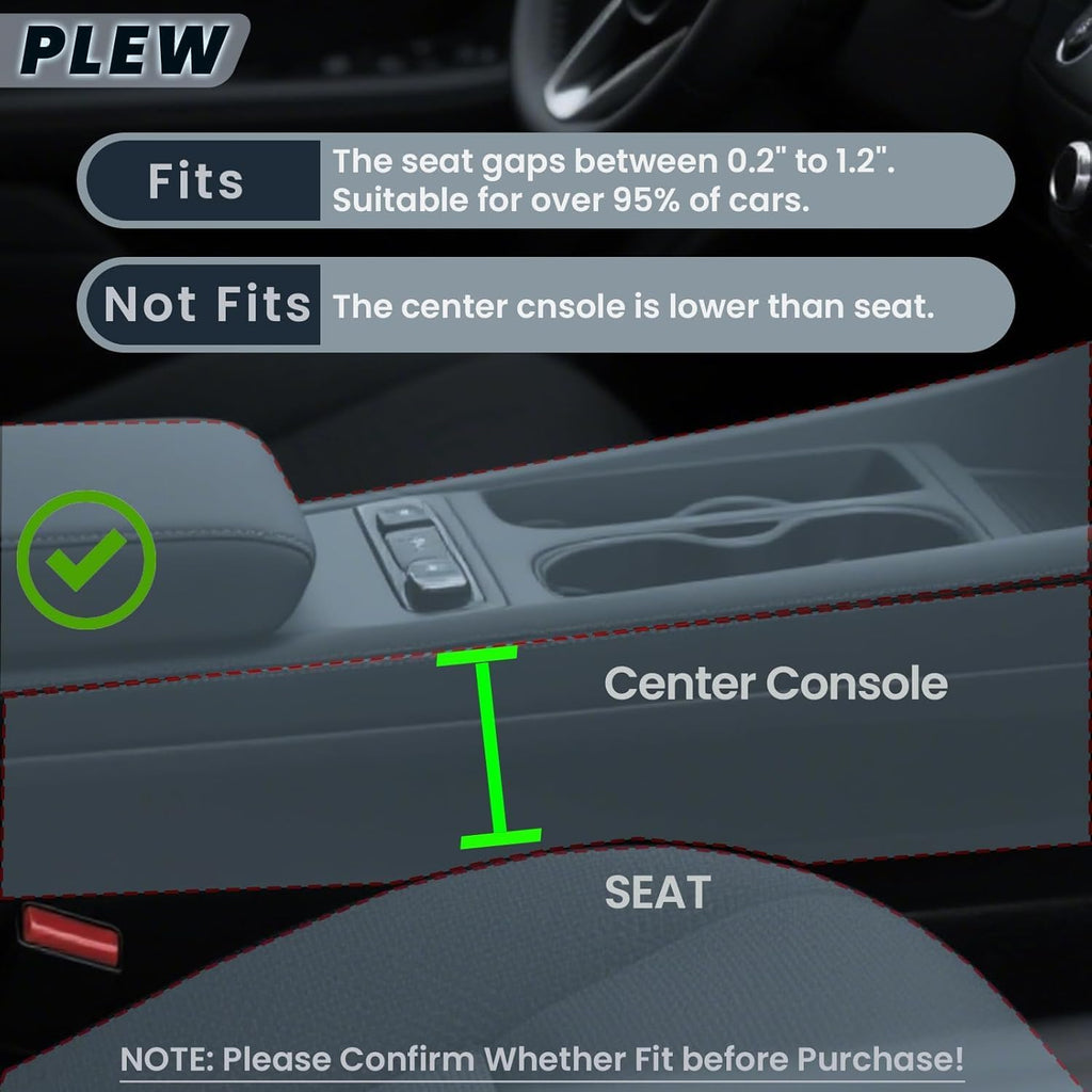 Organizador anticaídas para asiento de automóvil, organizador de consola de cuero de alta calidad, fácil acceso al teléfono/llaves, ajuste universal para automóvil, SUV, camión, organizador esencial multiusos (2 unidades)
