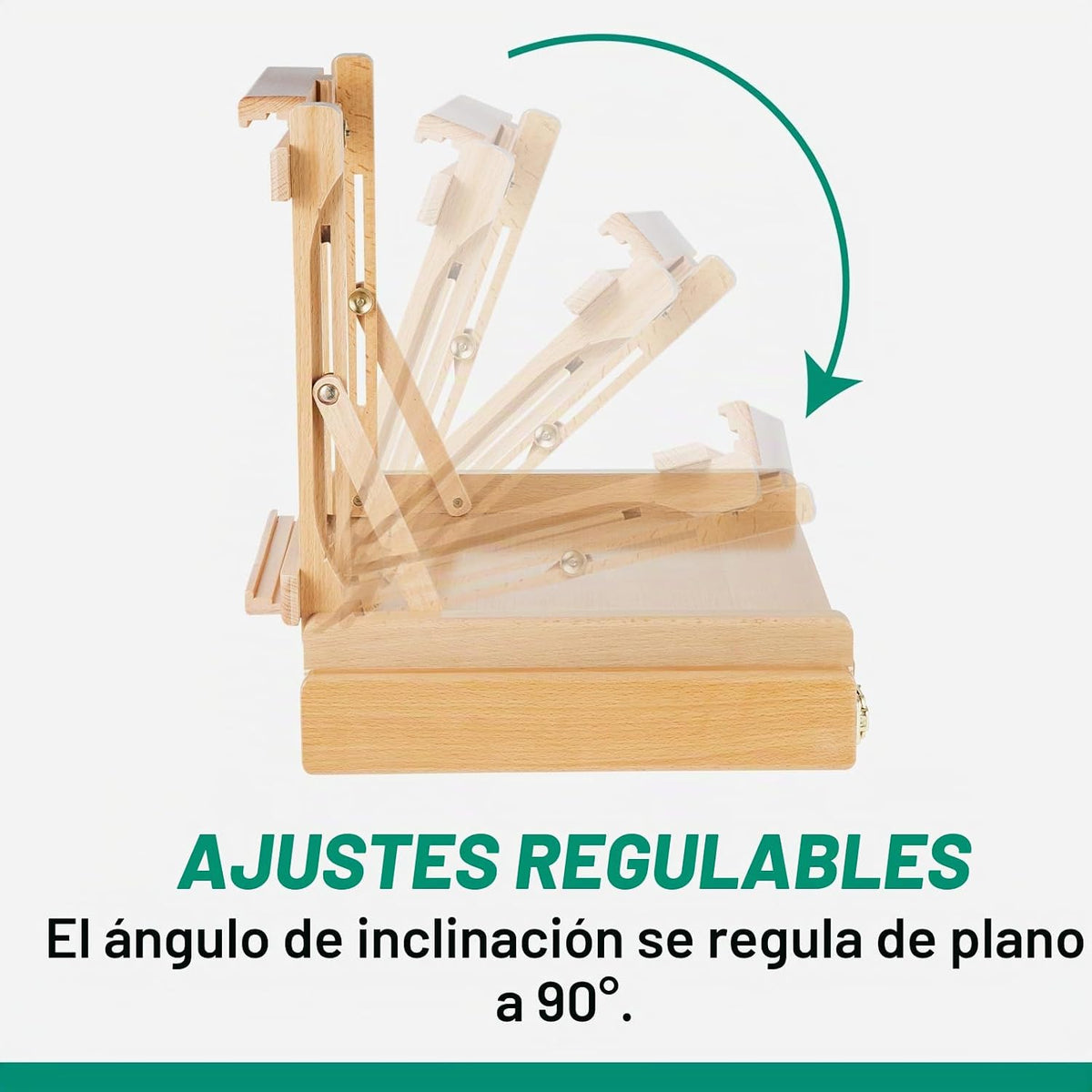 Caballete de mesa ajustable con cajón de almacenamiento