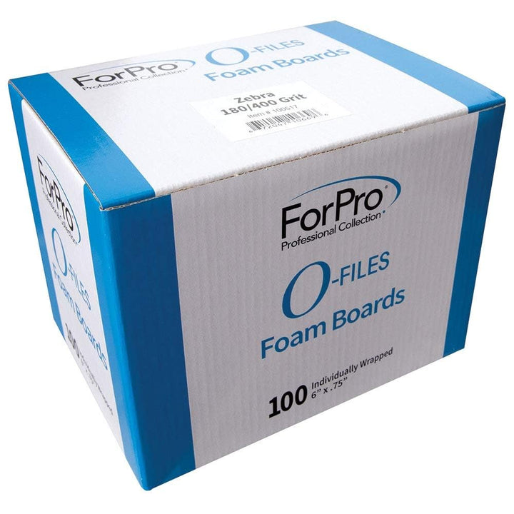 ForPro O-Files - Tabla de espuma, grano 180\/400, cebra, lima de uñ...