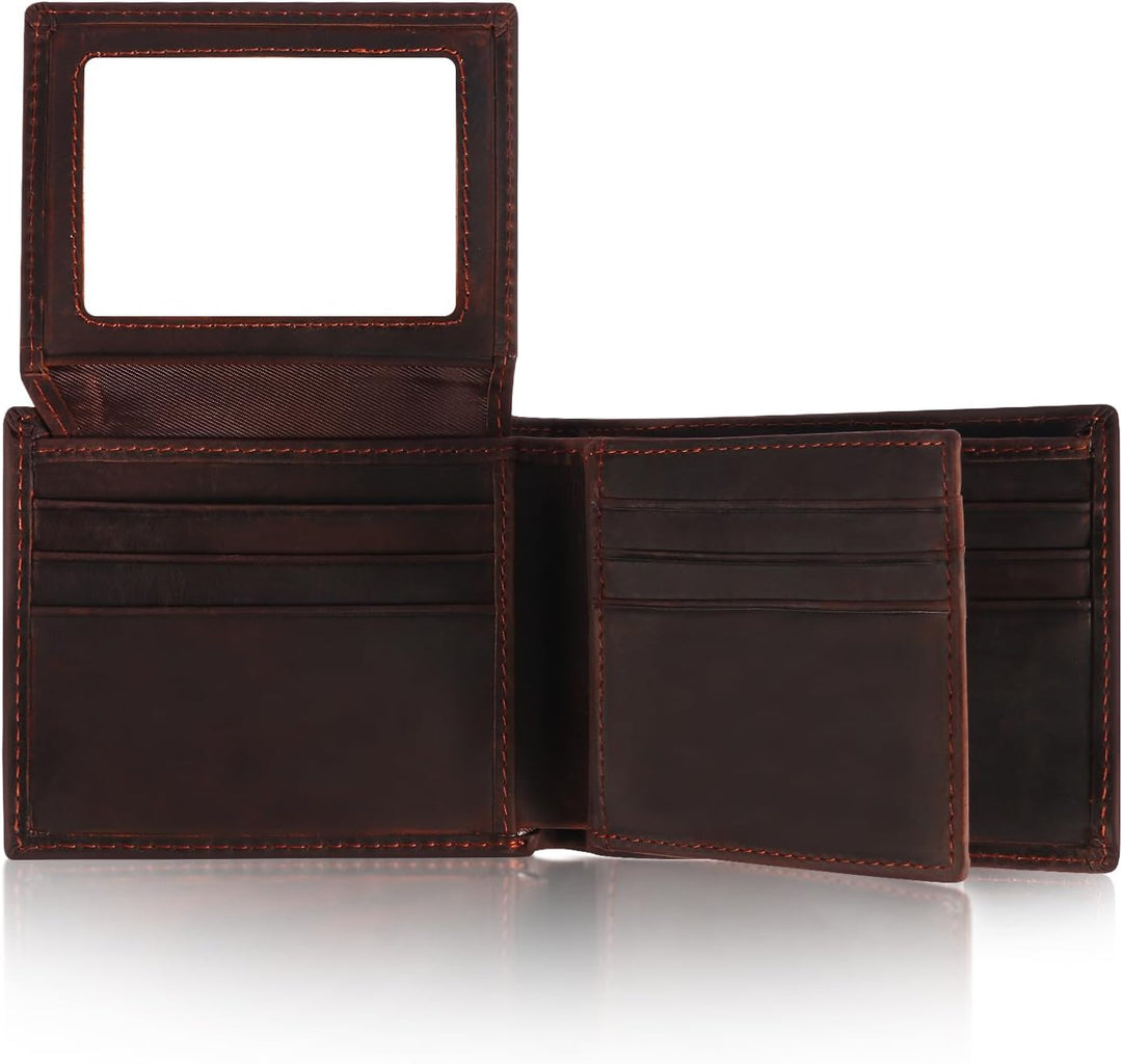 Billetera de cuero plegable para hombre, de gran capacidad, bloqueo...
