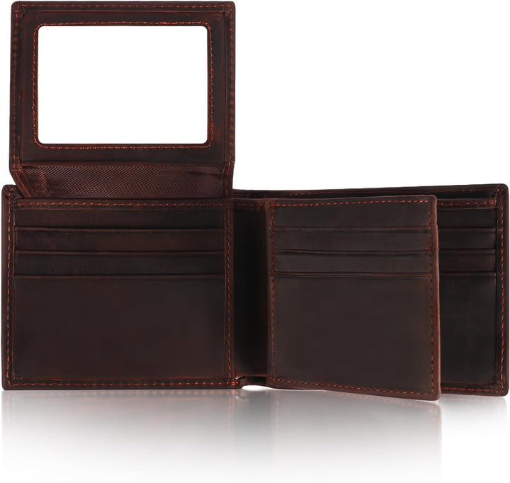 Billetera de cuero plegable para hombre, de gran capacidad, bloqueo...