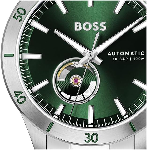 BOSS Troper - Reloj mecánico automático para hombre, acero inoxidable, resistente al agua 10ATM/328.1 ft, elegante y duradero, cuerda automática, regalo para él, 1.693 in