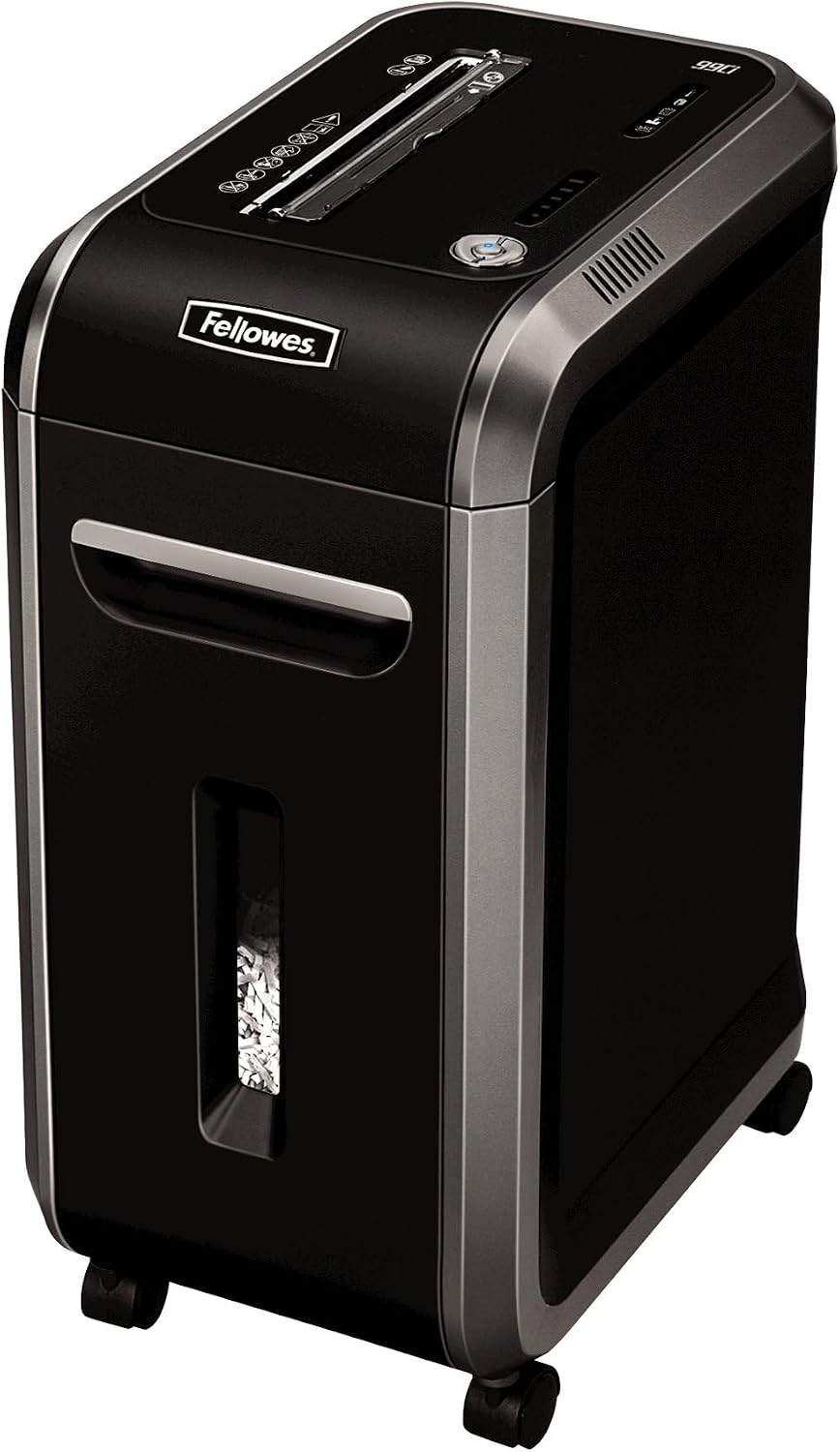 Sistema de papelera extraíble de 9 galones con capacidad para 18 hojas, trituradora IntelliShred 99Ci a prueba de atasco, color negro