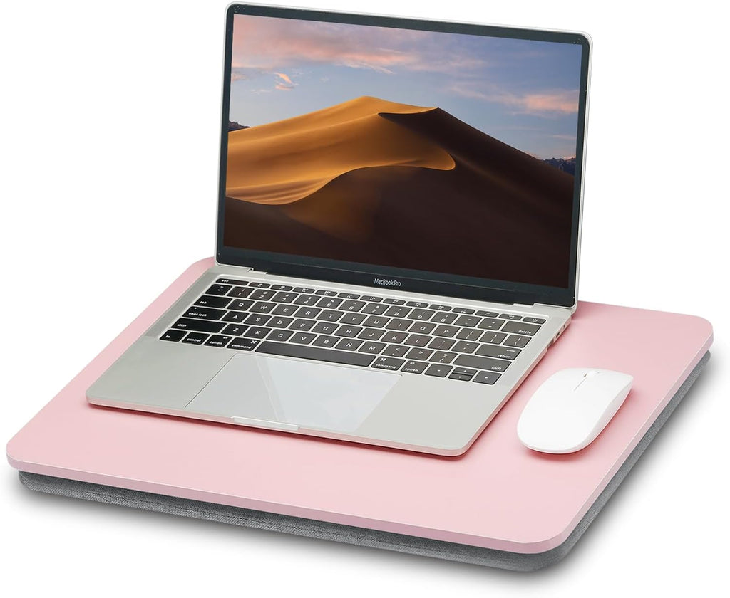 Escritorio Portátil para Laptop con Cojín de Almohada, Se Adapta a Portátiles de hasta 15.6 Pulgadas, Soporte de Regazo para Cama y Sofá y Alfombra, Libro/Tableta/Tablero de Dibujo/Soporte