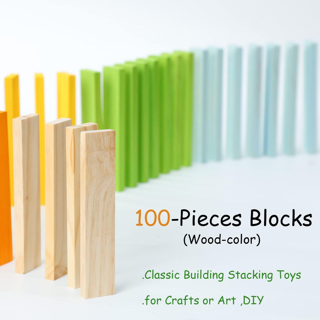 Juego de 100 piezas de bloques de construcción clásicos de madera, juguetes de construcción STEM sólidos para niños, juguetes Montessori de aprendizaje preescolar para niños pequeños, regalo