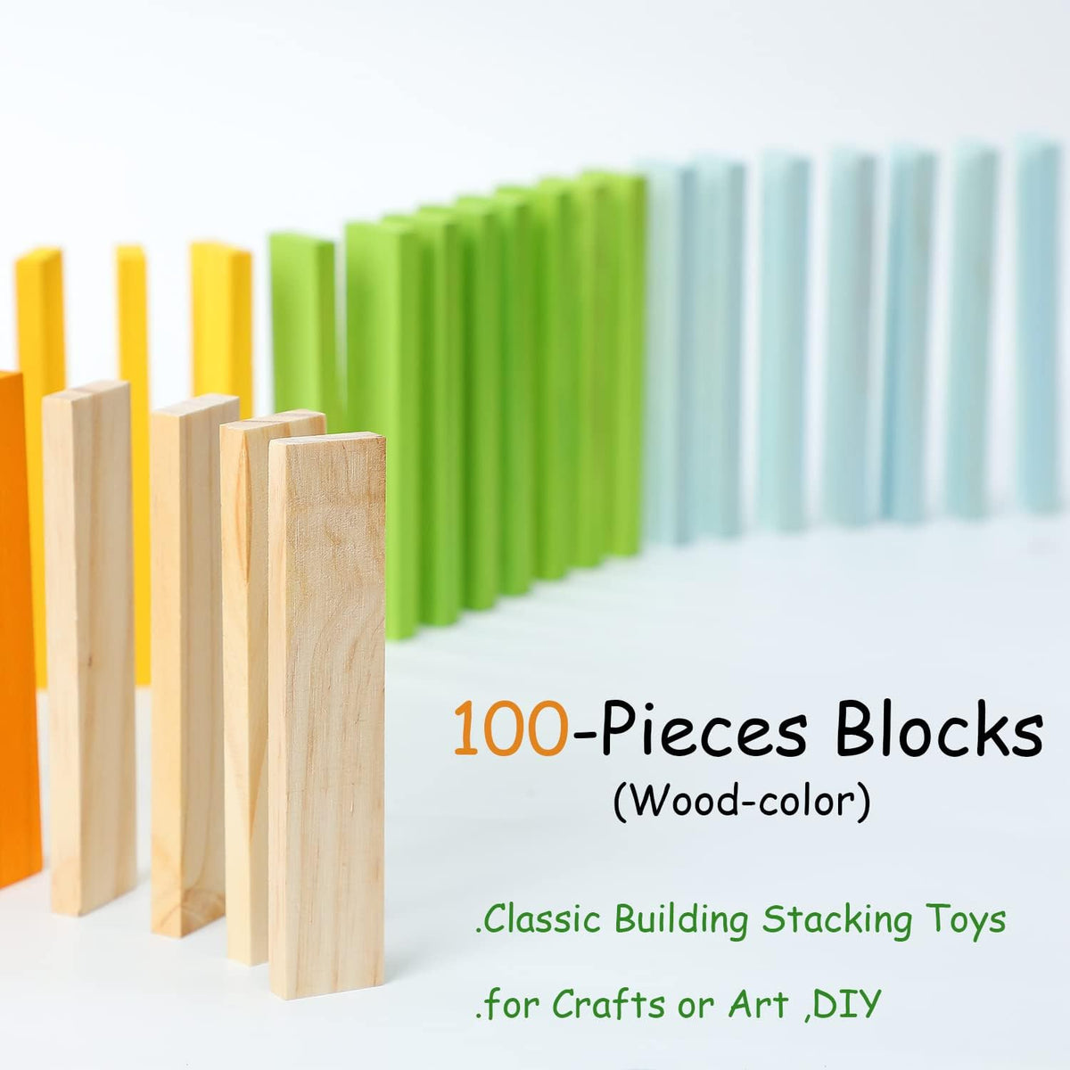 Juego de 100 piezas de bloques de construcción clásicos de madera, juguetes de construcción STEM sólidos para niños, juguetes Montessori de aprendizaje preescolar para niños pequeños, regalo