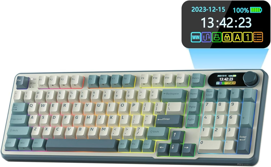 RK ROYAL KLUDGE S98 Teclado mecánico con pantalla inteligente y per...