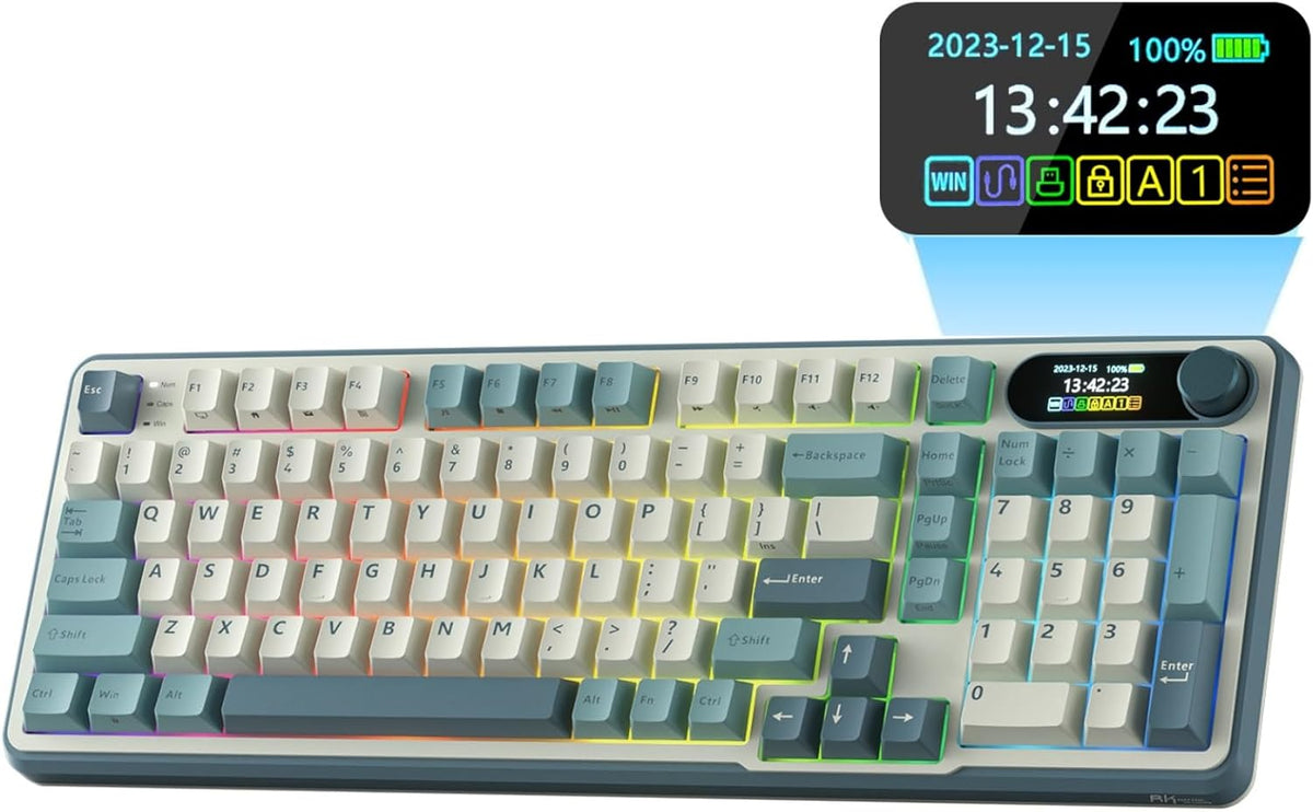 RK ROYAL KLUDGE S98 Teclado mecánico con pantalla inteligente y per...