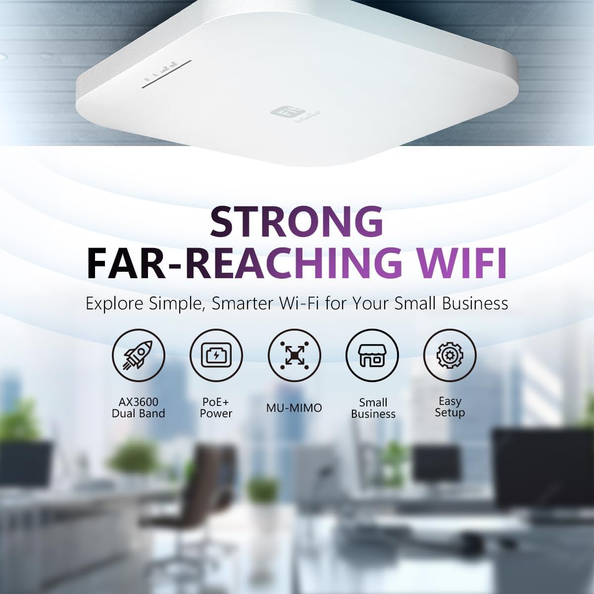 EnGenius AP inalámbrico 4X4 Wi-Fi 6 Dual Band AX3600 | PoE+ de 2.5...