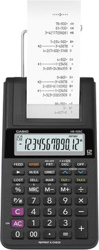Casio Mini calculadora de impresión de escritorio HR-10RC, color negro
