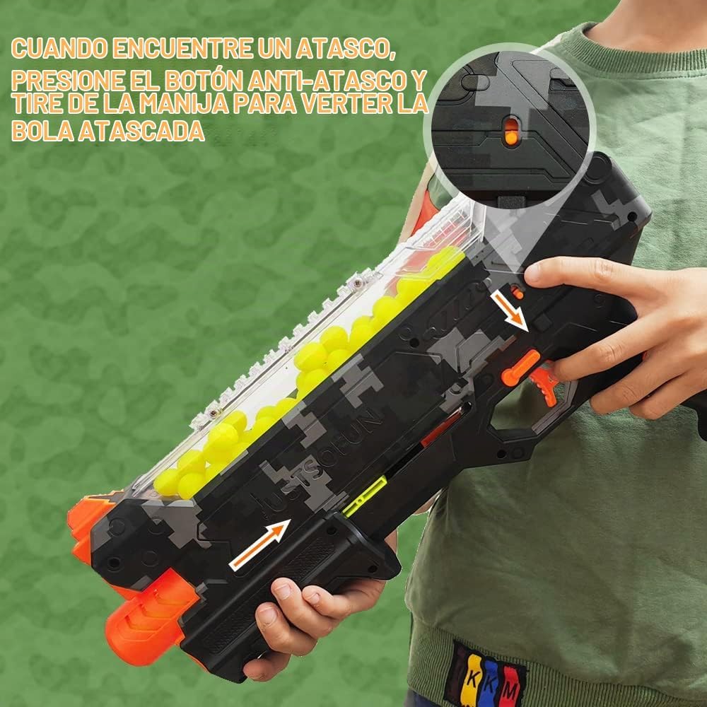 YTSWELE Pistola Blaster con gafas protectoras con pistón de resorte y 100 rondas para hasta 110 FPS compatible con dardos Nerf Hyper Rounds, fácil de recargar, soporta hasta 50 rondas (camuflaje)