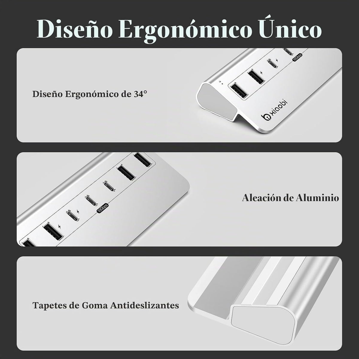 xiaobi, Bi-H07, hub USB de 4 puertos, alimentado