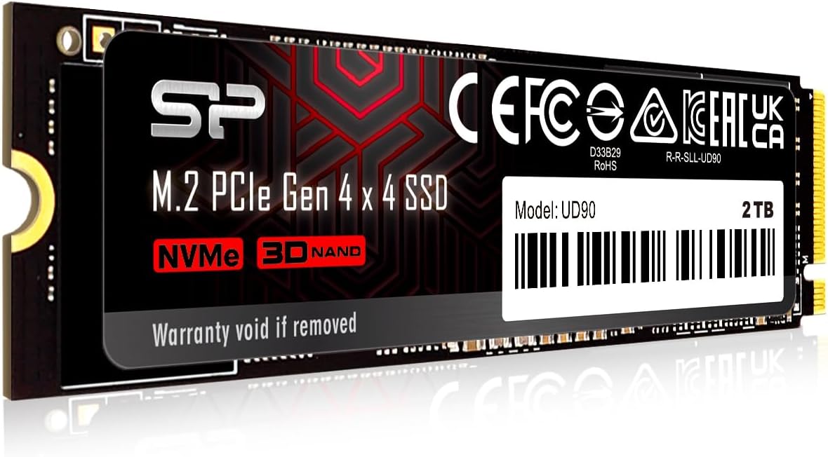 Silicon Power 2TB UD90 NVMe 4.0 Gen4 PCIe M.2 SSD R\/W hasta 5000\/...