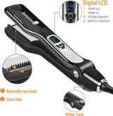Bettyliss Plancha de vapor para alisar el cabello, plancha profesio...