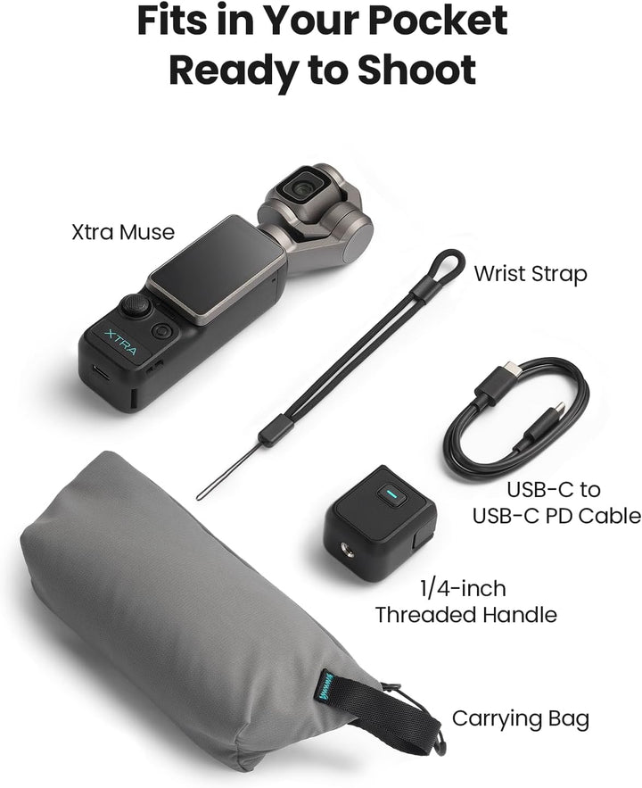 Xtra Muse con mini trípode combo, cámara de vlogging con videos CMO...