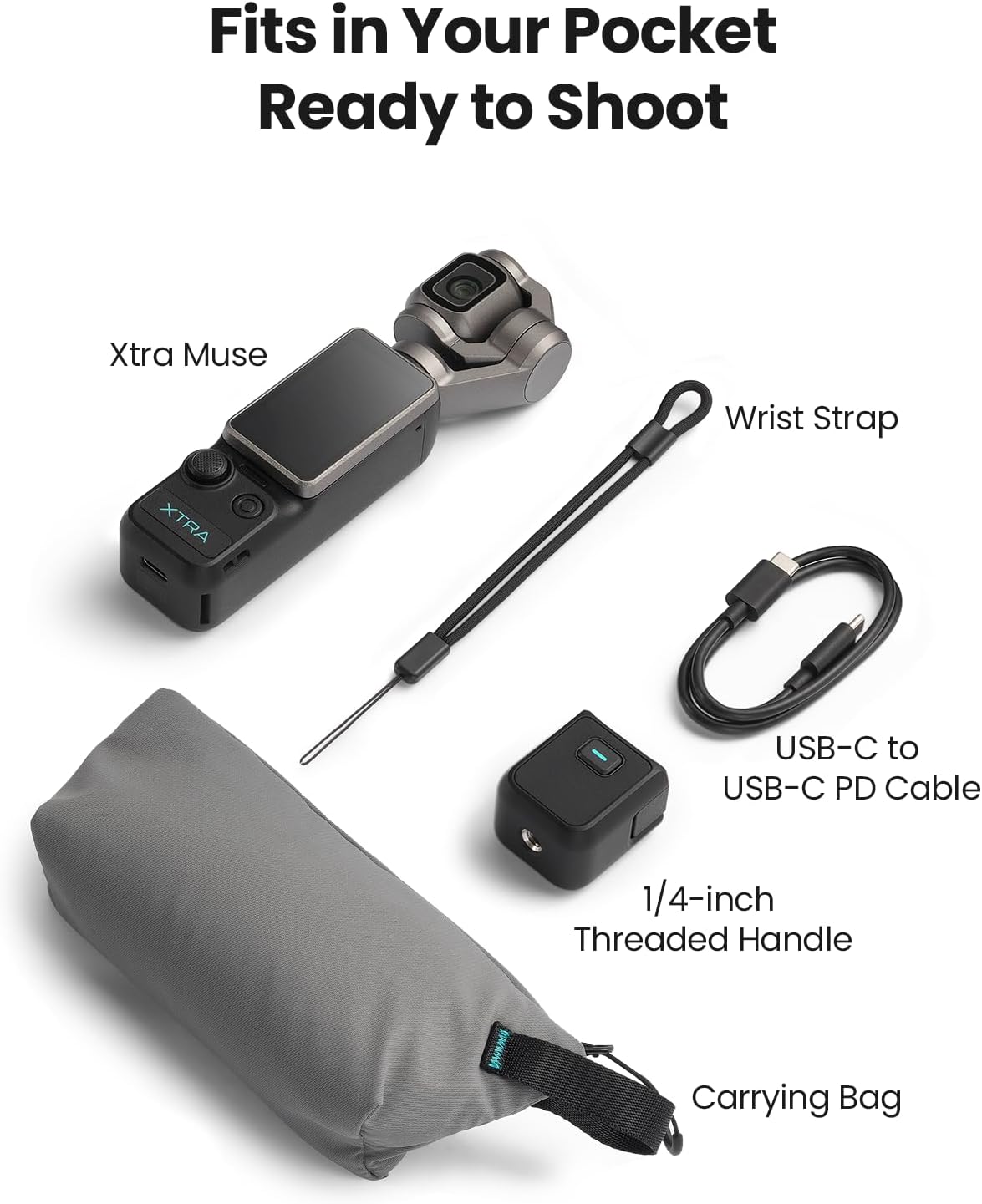 Xtra Muse con microSD de 128 GB, cámara de vlogging con videos CMOS de 1 pulgada