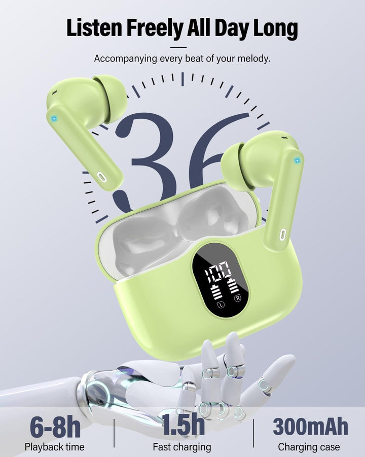 Auriculares inalámbricos, auriculares Bluetooth 5.4 con graves esté...