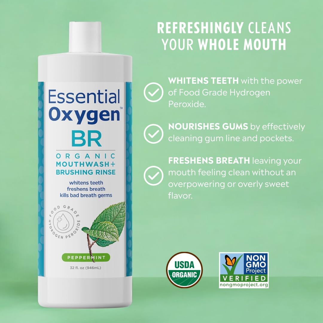 Essential Oxygen Enjuague de Cepillado Orgánico Certificado BR, Enj...