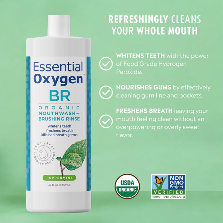 Essential Oxygen Enjuague de Cepillado Orgánico Certificado BR, Enj...
