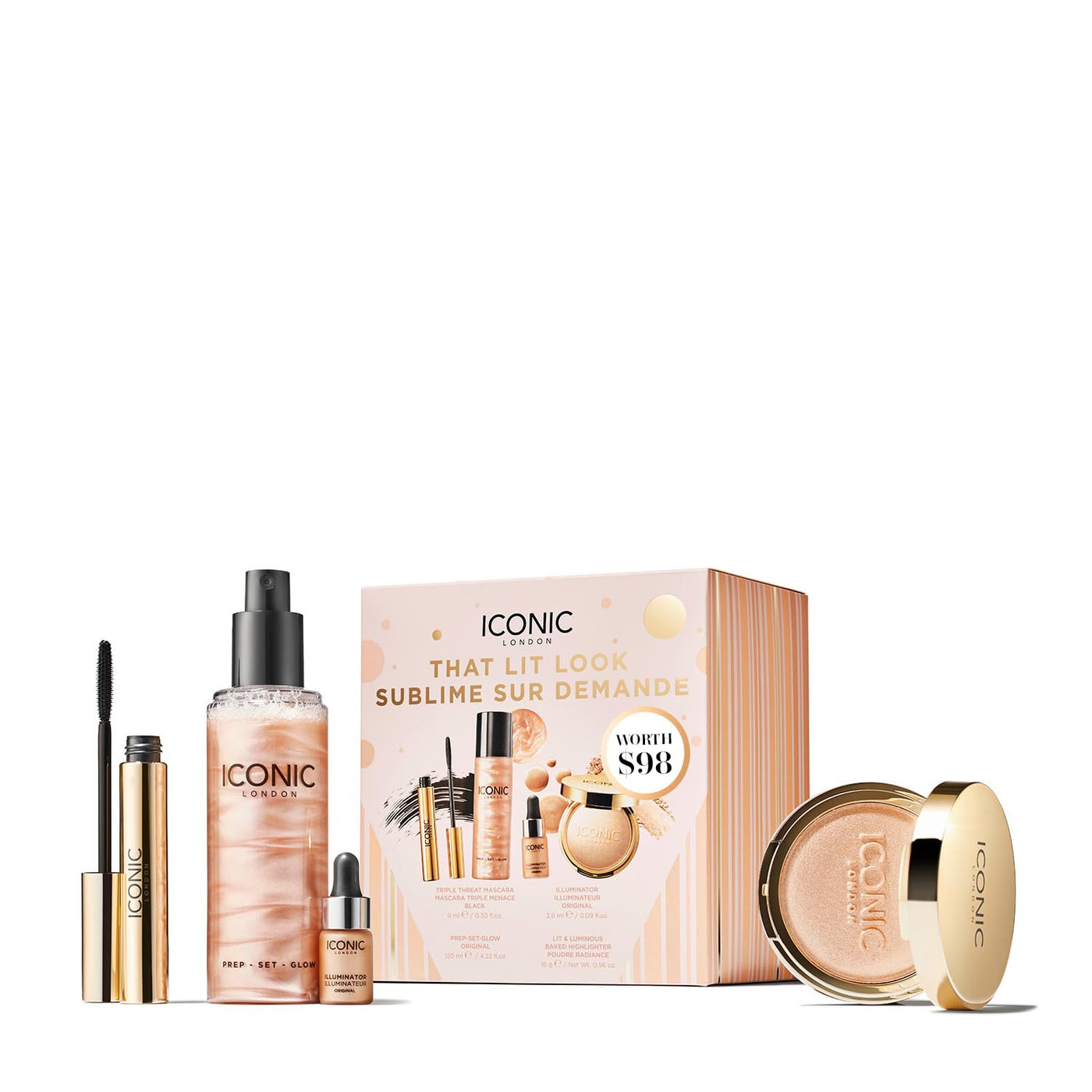 ICONIC LONDON Makeup Set for Natural Glow and Radiant Highlight, Pe...