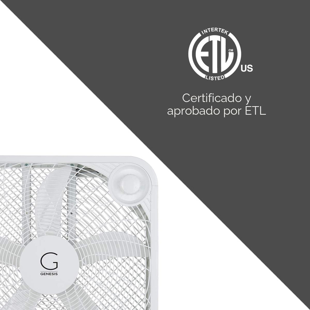 Genesis Ventilador de caja de 20 pulgadas, 3 ajustes, tecnología de...