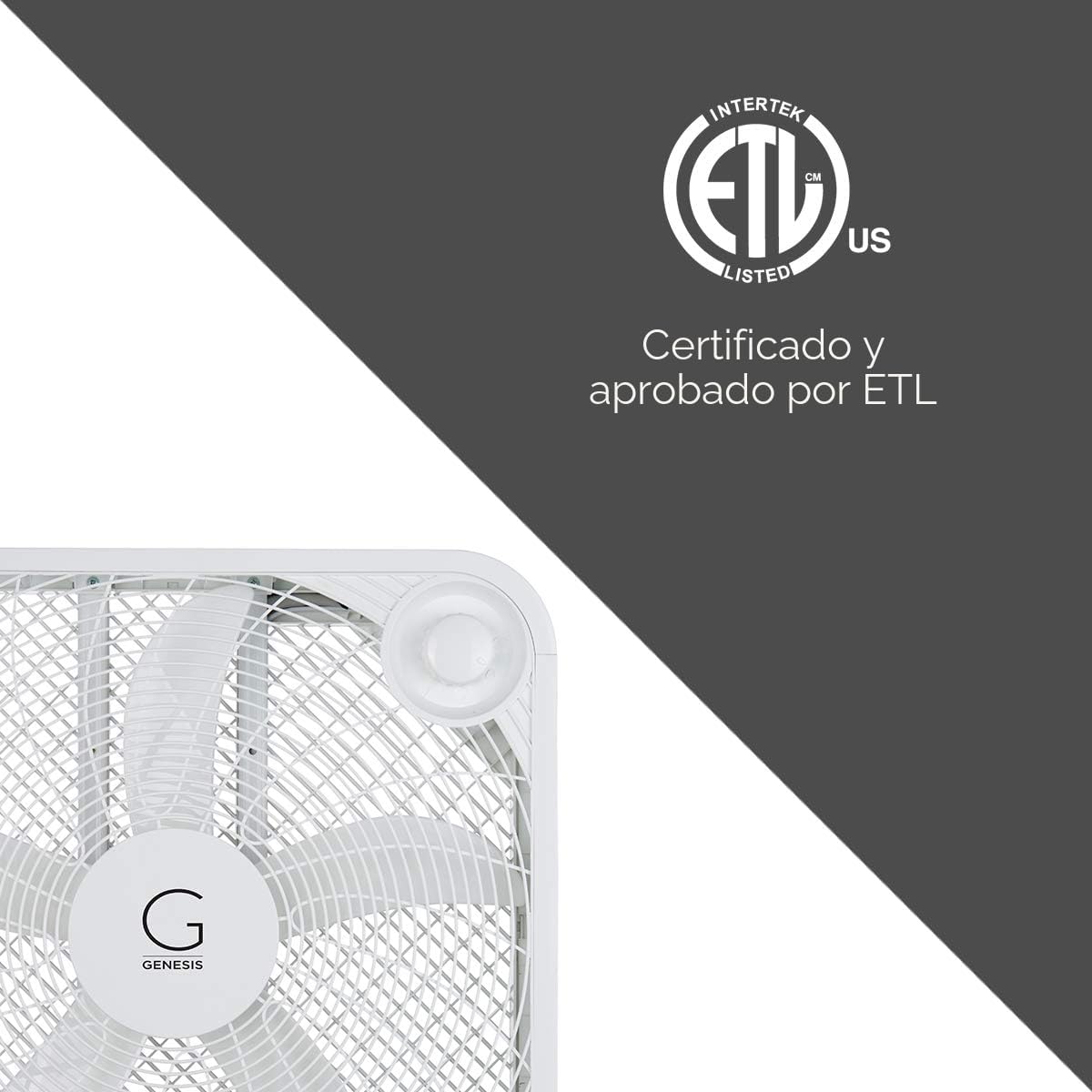 Genesis Ventilador de caja de 20 pulgadas, 3 ajustes, tecnología de...