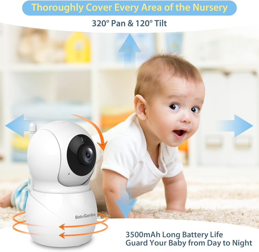 Monitor de bebé Baby Ganibs con 4 cámaras en espera con batería de...