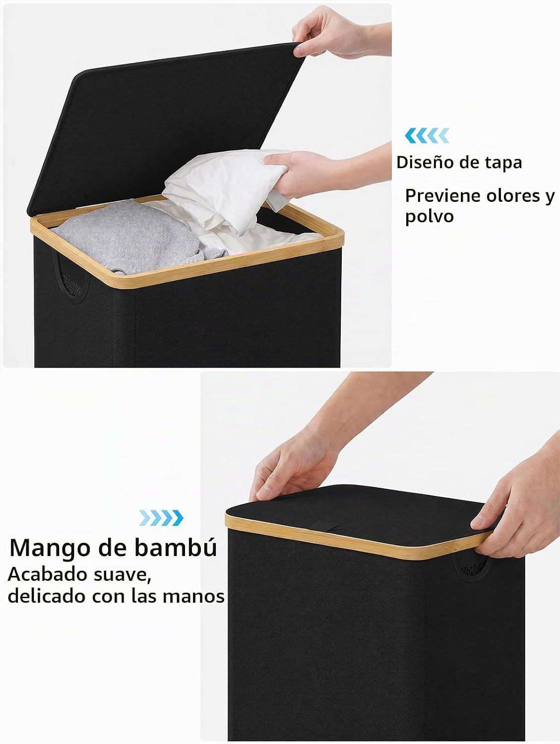 IEGrow Cesta de lavandería con tapa,Cesta de lavandería de 110L con bolsas