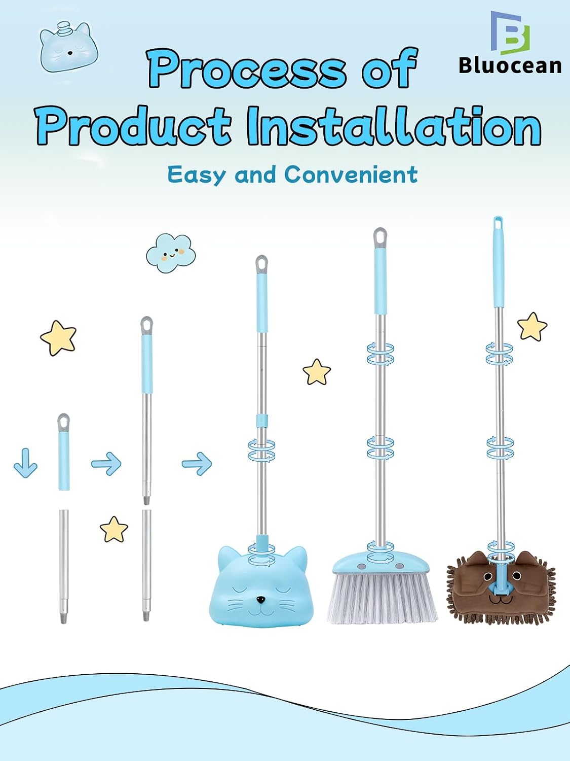 Juego de mini escoba para niños de 28 pulgadas con recogedor y trapeador, juguete de limpieza para niños pequeños, ayudante del hogar para niños, herramienta de limpieza interactiva para padres e
