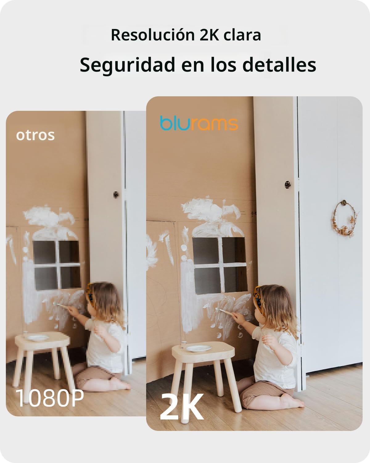 Cámara de seguridad 2K, cámara para bebé y perros blurams 360 grado...
