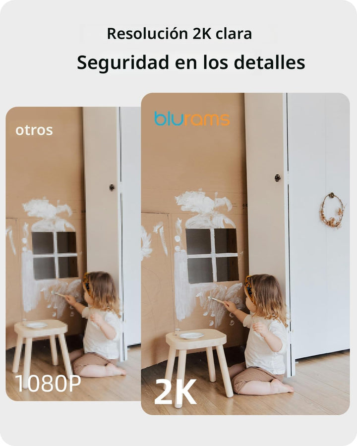 Cámara de seguridad 2K, cámara para bebé y perros blurams 360 grado...