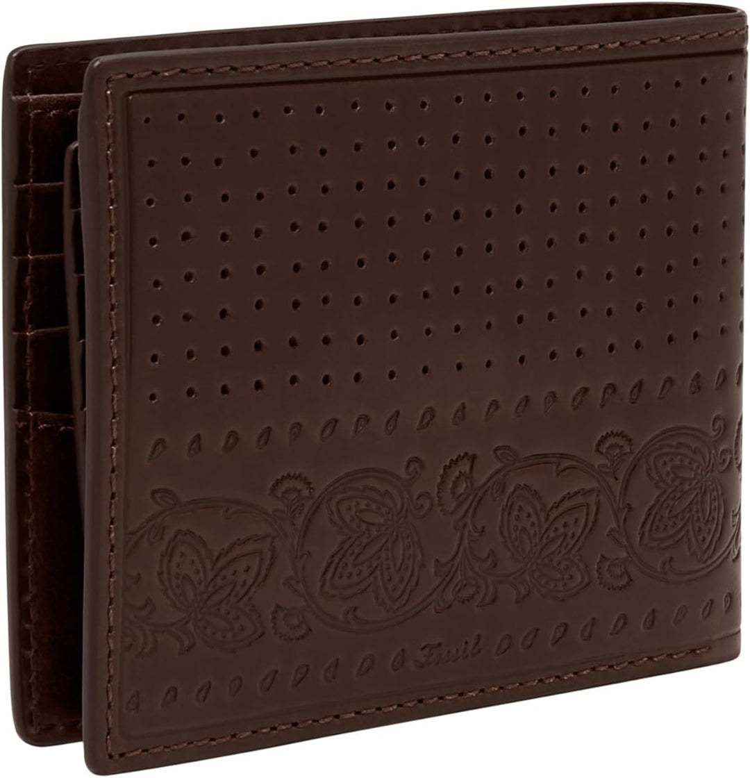 Fossil Men's Derrick Leather RFID-Blocking Bifold with Coin Poc...