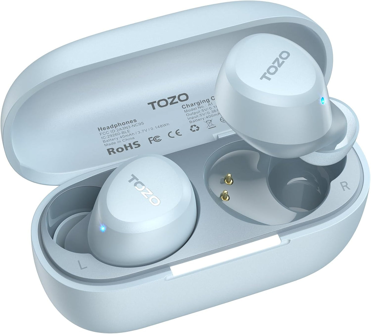 TOZO Auriculares inalámbricos A1 Bluetooth 5.3 de peso ligero en el oído, Azul