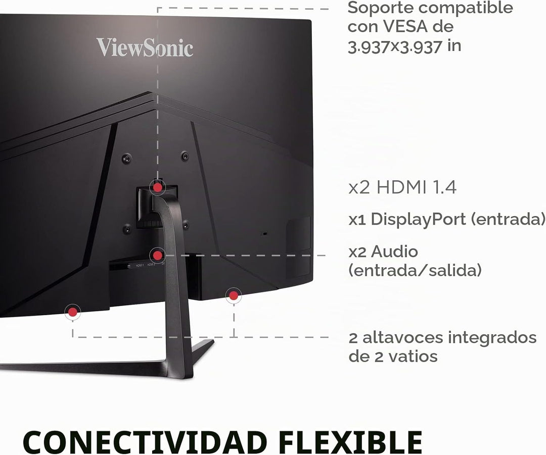 ViewSonic VX3218C-2K Monitor curvo para juegos de 32 pulgadas, 1440...
